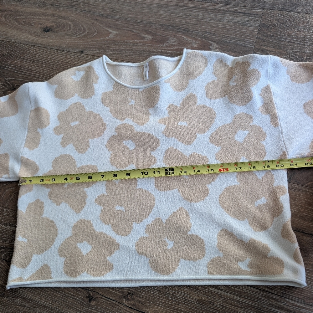 Romantic Floral Cottagecore Sweater Cream Tan Botanical Soft Girl Boho Small - Picture 7 of 11